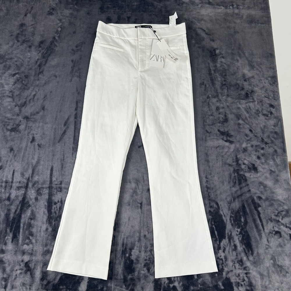 Zara‎ Flared Trousers Womens XS White High Waisted Tailored Pants NWT